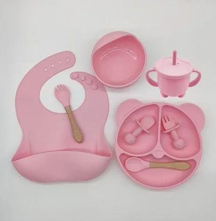 Conjunto/Kit de Alimentação para Bebês de Silicone com 8 Peças