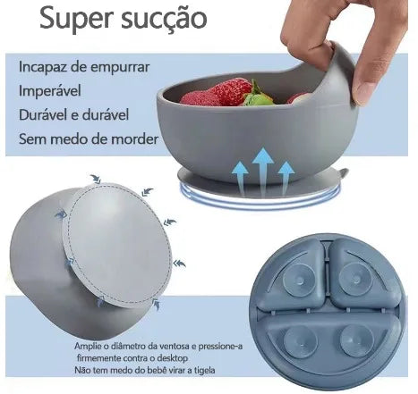 Conjunto/Kit de Alimentação para Bebês de Silicone com 8 Peças