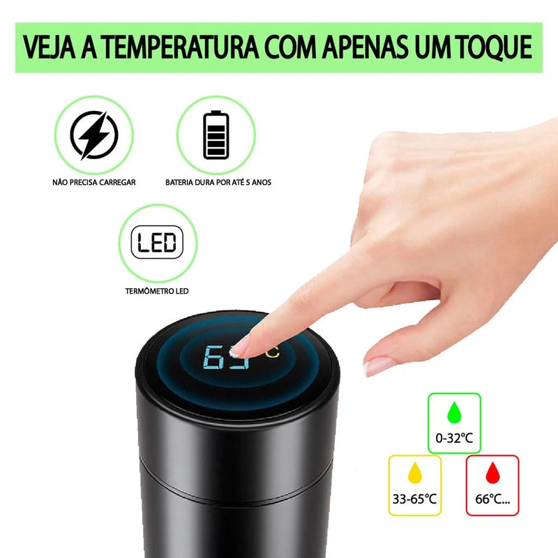 Garrafa Térmica Inox, Inteligente Sensor De Temperatura Digital Led bebida quente e gelada