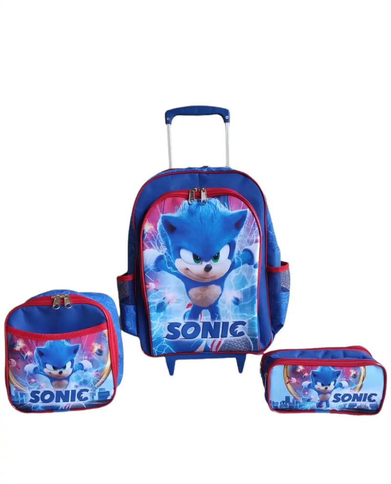 Kit Mochila Sonic com 3 Peças, Mochila, Lancheira e Estojo (EXCLUSIVA)