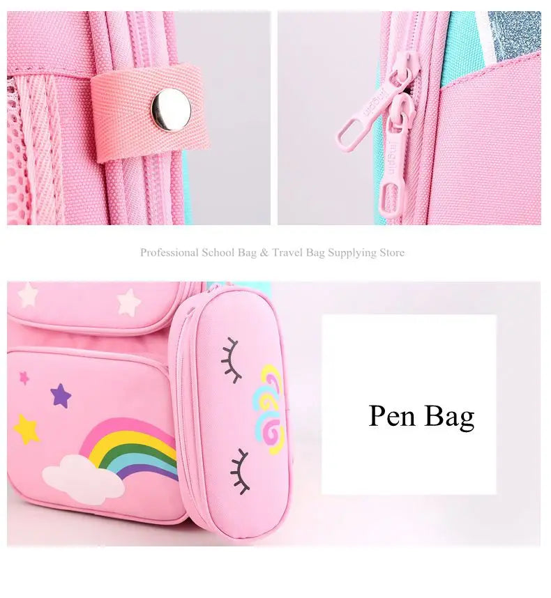 Mochila com Rodinhas Cartoon Unicorn School e Arstronauta com 2 e 6 Rodinhas