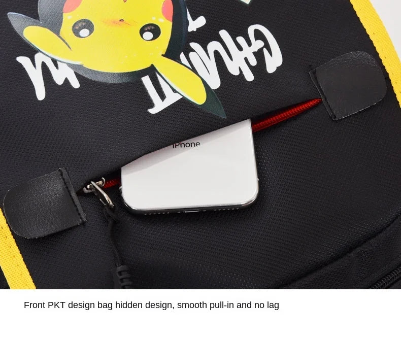 Mochila Pikachu Tamanho Grande com Entrada USB