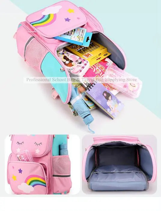 Mochila com Rodinhas Cartoon Unicorn School e Arstronauta com 2 e 6 Rodinhas