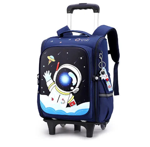 Mochila com Rodinhas Cartoon Unicorn School e Arstronauta com 2 e 6 Rodinhas