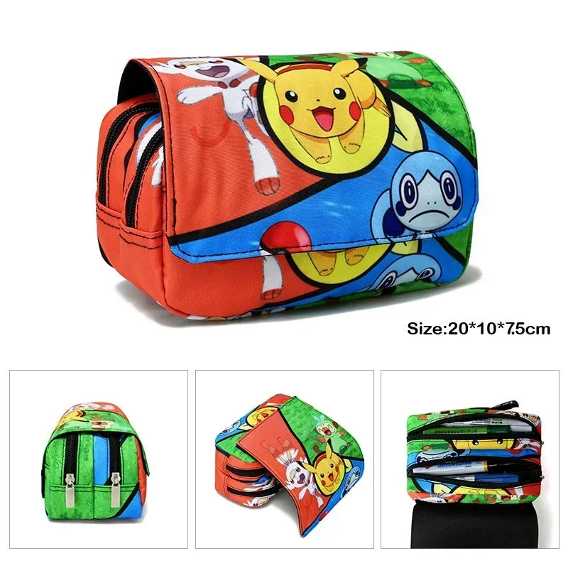 Kit 3 em 1 Pokémon - Mochila, Bolsa Térmica e Estojo (Pikachu)