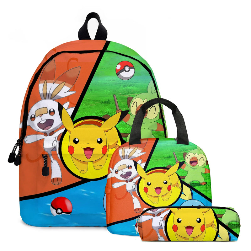 Kit 3 em 1 Pokémon - Mochila, Bolsa Térmica e Estojo (Pikachu)