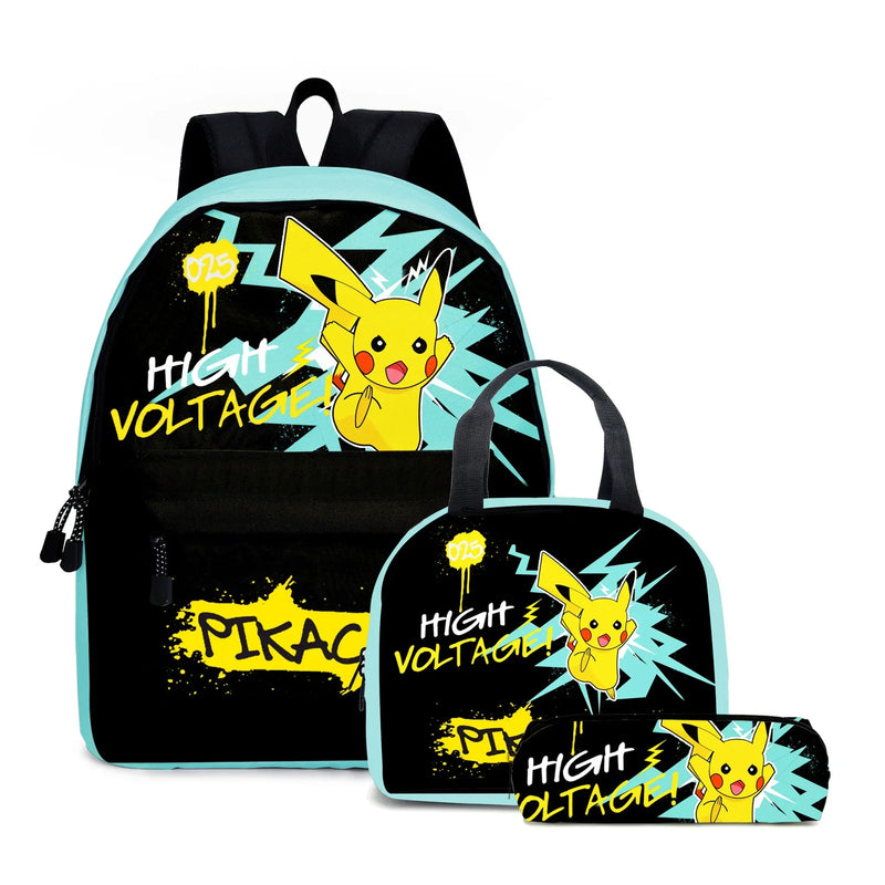 Kit 3 em 1 Pokémon - Mochila, Bolsa Térmica e Estojo (Pikachu)