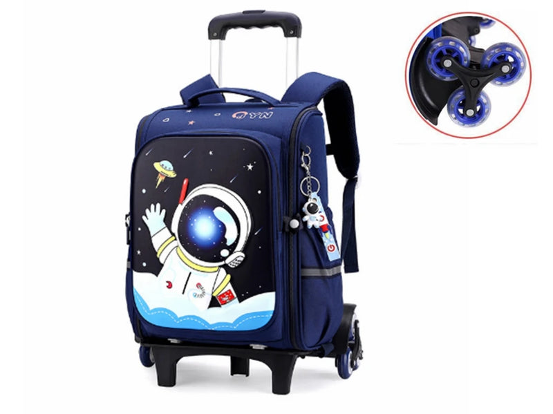 Mochila com Rodinhas Cartoon Unicorn School e Arstronauta com 2 e 6 Rodinhas