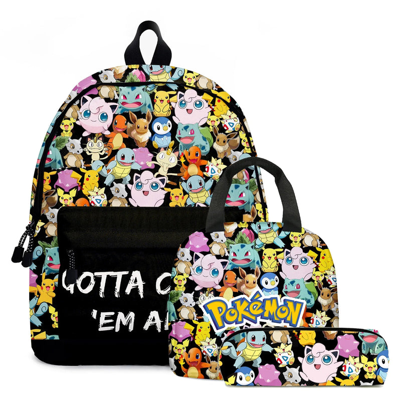 Kit 3 em 1 Pokémon - Mochila, Bolsa Térmica e Estojo (Pikachu)