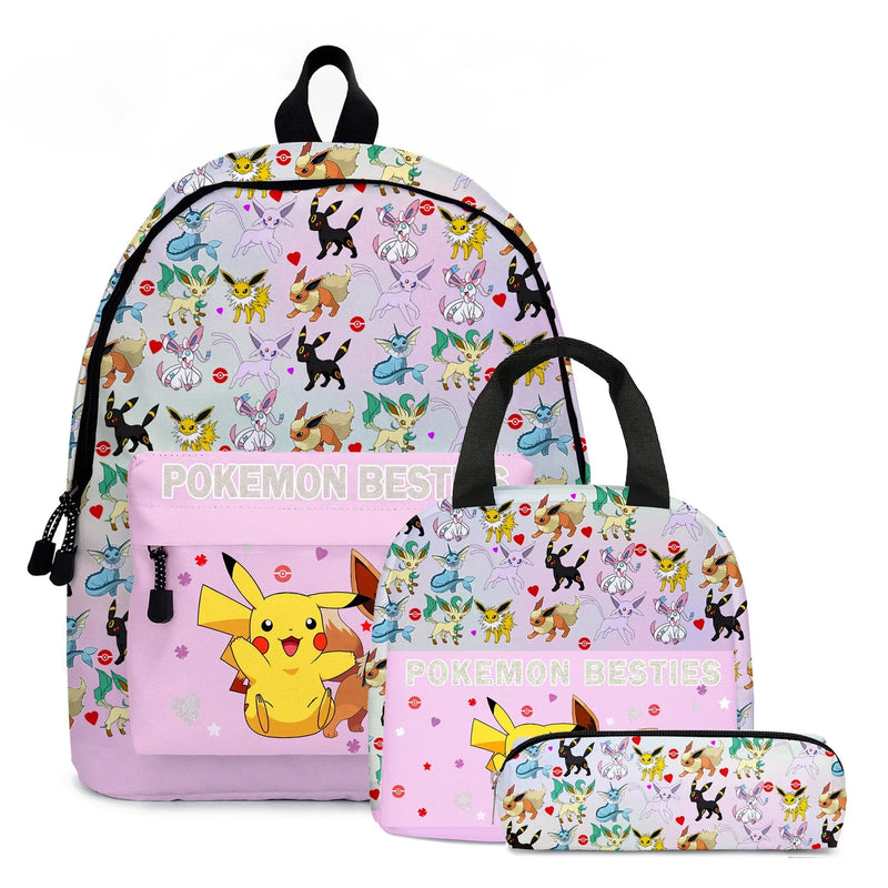 Kit 3 em 1 Pokémon - Mochila, Bolsa Térmica e Estojo (Pikachu)