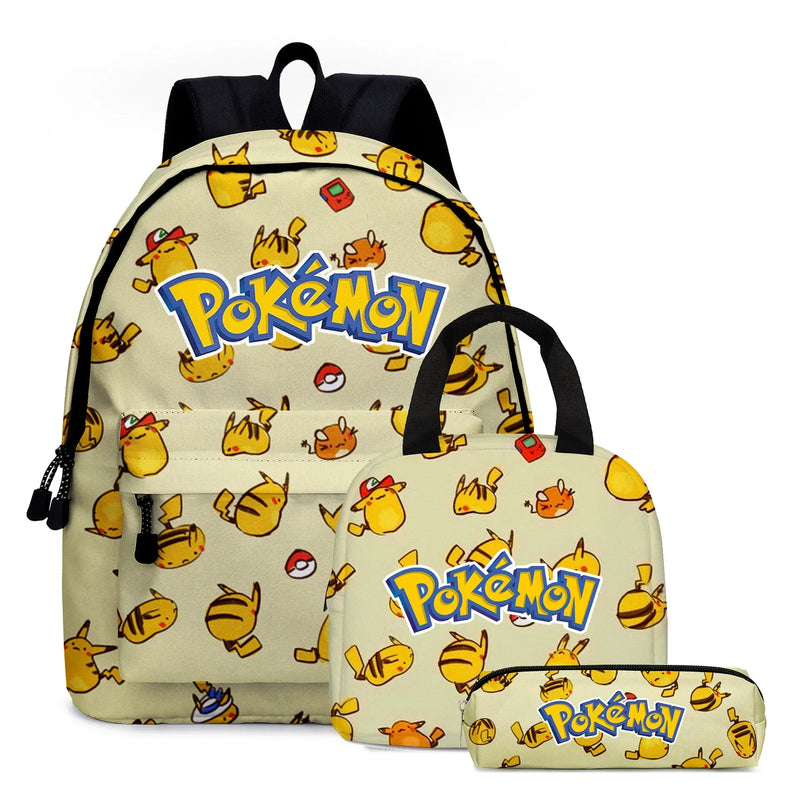 Kit 3 em 1 Pokémon - Mochila, Bolsa Térmica e Estojo (Pikachu)