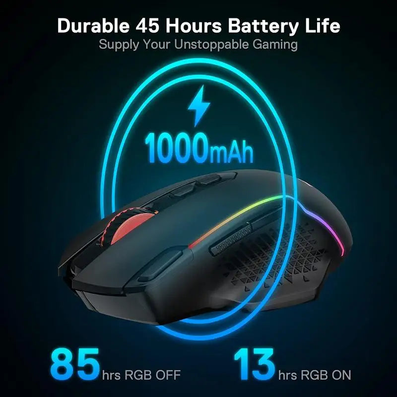 Redragon M810 Pro Wireless, 10000 DPI Wired Gamer Mouse 8 Botões