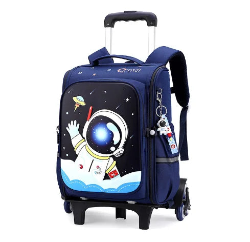 Mochila com Rodinhas Cartoon Unicorn School e Arstronauta com 2 e 6 Rodinhas