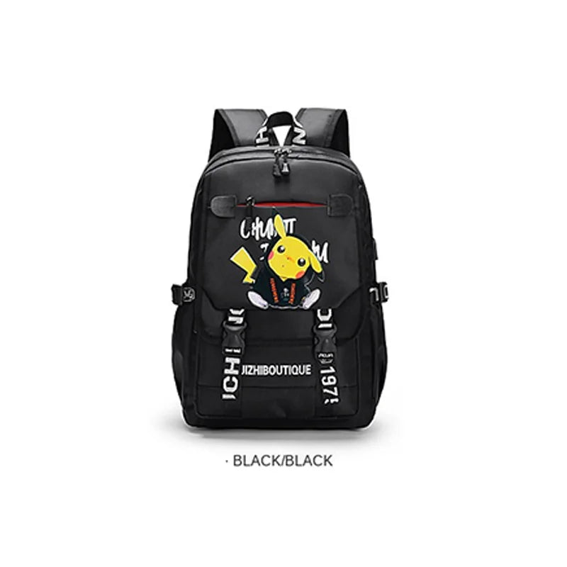 Mochila Pikachu Tamanho Grande com Entrada USB