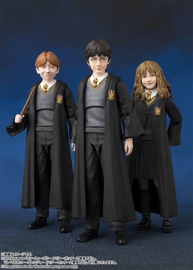 Action Figure Hermione, Ron Weasley e Harry Potter, 15cm