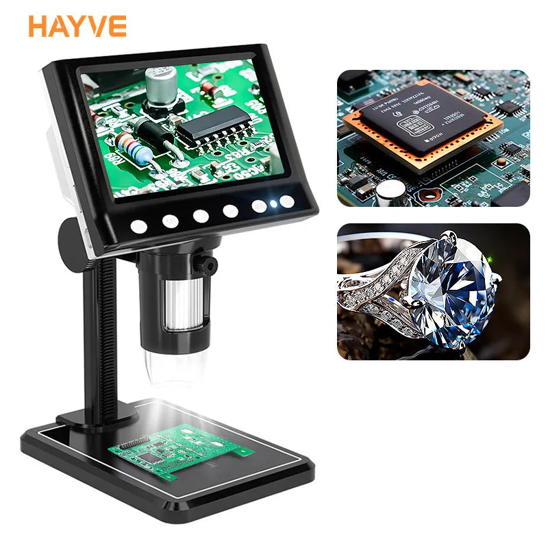 Hayve 4.3'' Microscópio Digital 1500X Microscópio USB 1080p Microscópio de Solda com 8 LEDs Windows/Mac OS