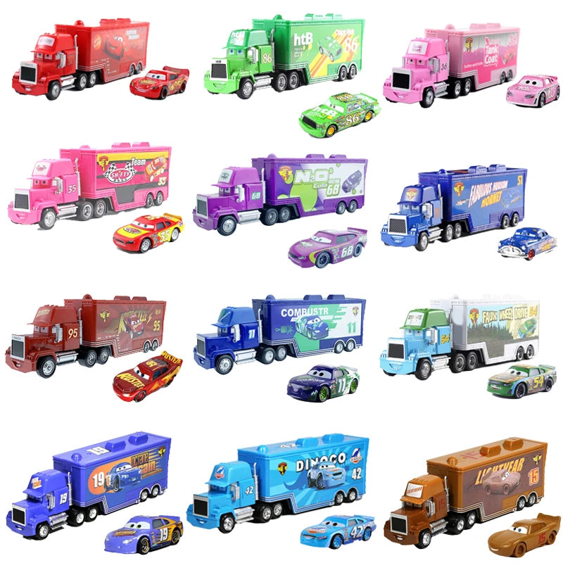 Relampago McQueen junto com Mack Truck do Filme Carros 3 Disney Pixar e Outros