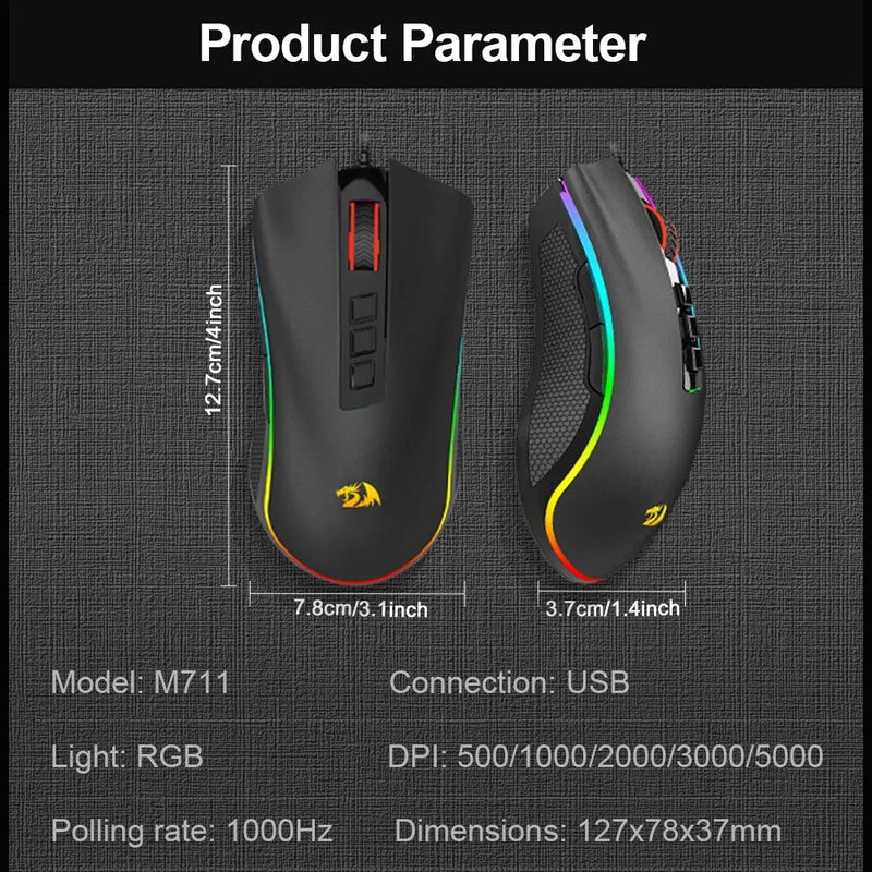 REDRAGON COBRA M711 RGB USB Wired Gaming Mouse 12400 DPI 9 Buttons