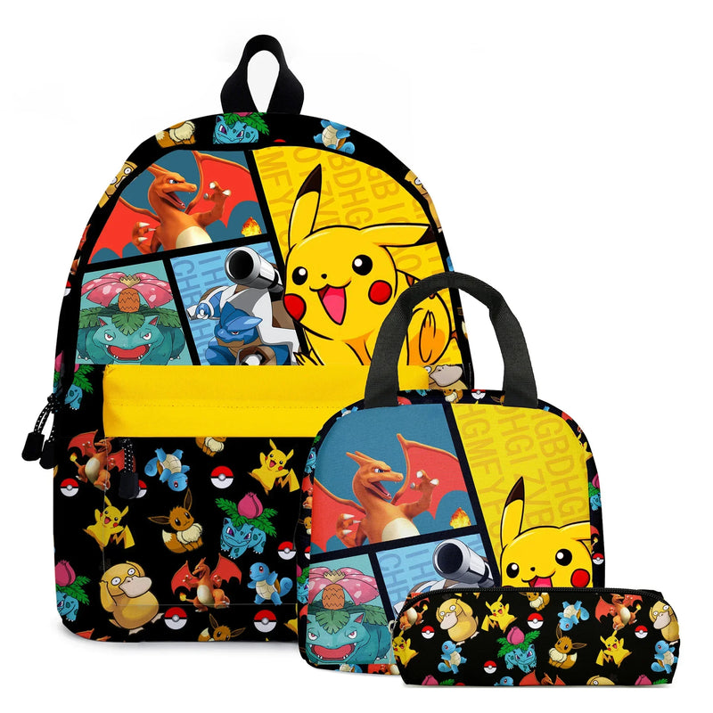 Kit 3 em 1 Pokémon - Mochila, Bolsa Térmica e Estojo (Pikachu)