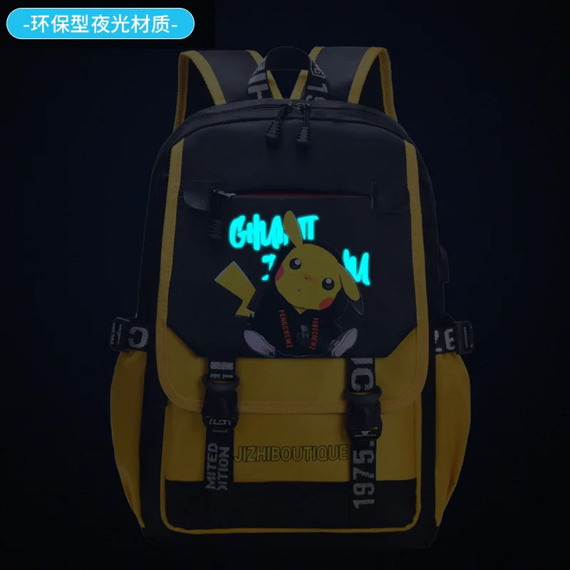 Mochila Pikachu Tamanho Grande com Entrada USB