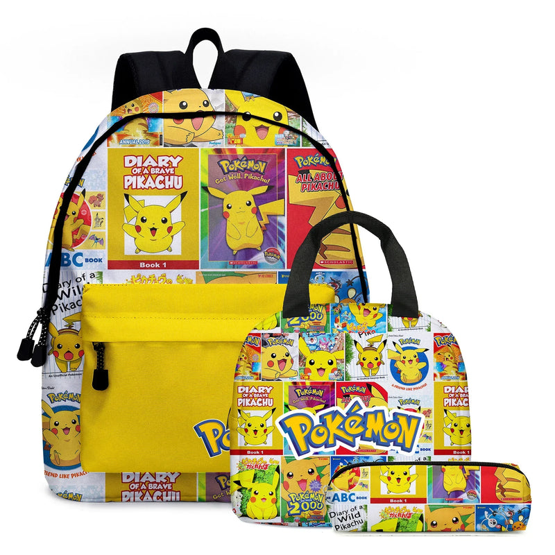 Kit 3 em 1 Pokémon - Mochila, Bolsa Térmica e Estojo (Pikachu)