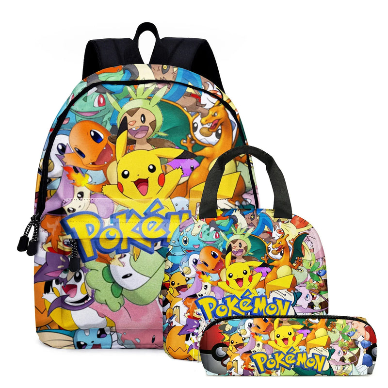 Kit 3 em 1 Pokémon - Mochila, Bolsa Térmica e Estojo (Pikachu)