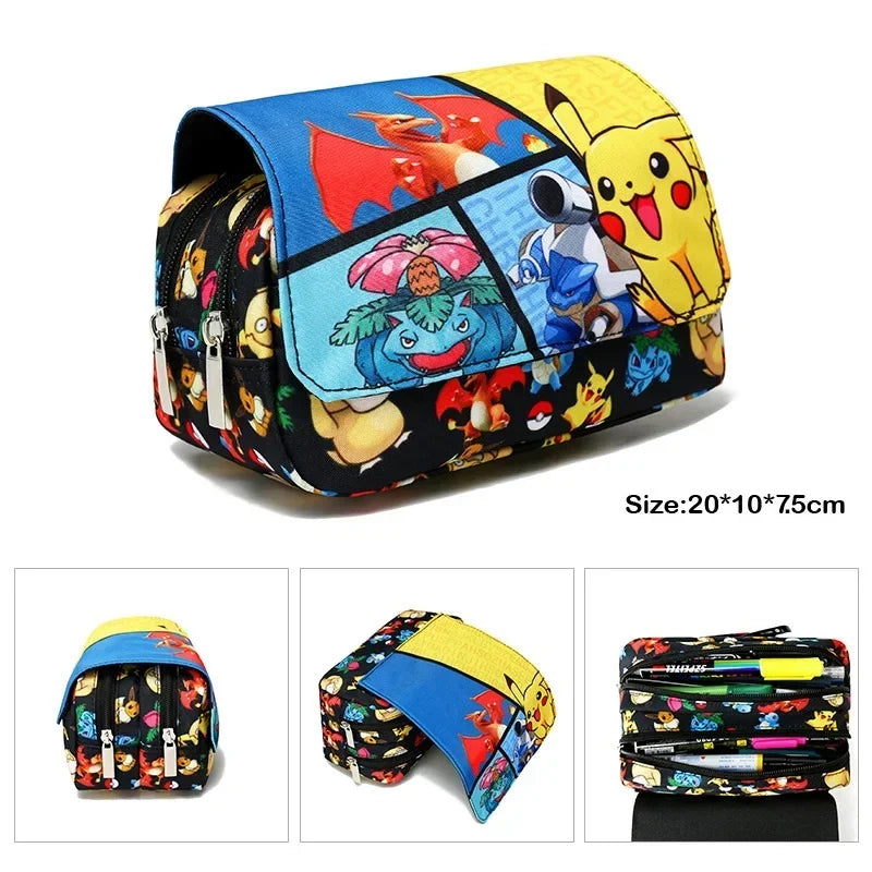 Kit 3 em 1 Pokémon - Mochila, Bolsa Térmica e Estojo (Pikachu)