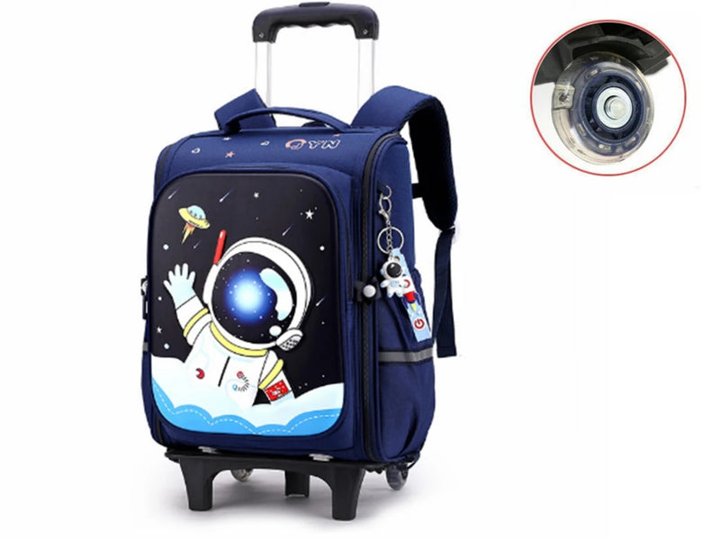 Mochila com Rodinhas Cartoon Unicorn School e Arstronauta com 2 e 6 Rodinhas