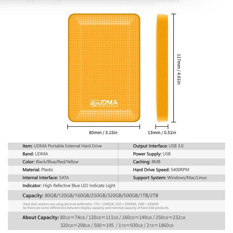 Original USB3.0 HDD External Hard Drive de 80G à 2TB